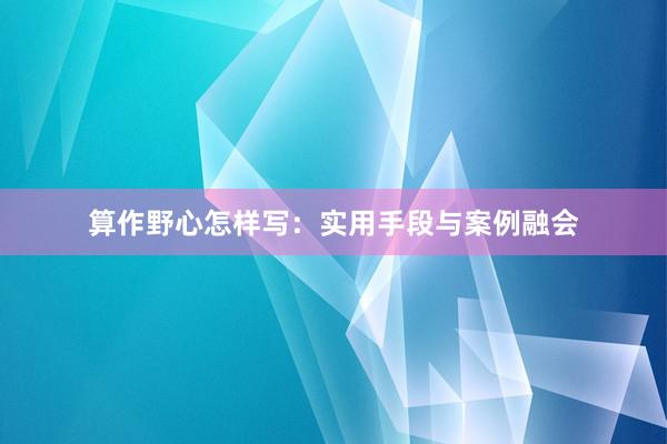 算作野心怎样写：实用手段与案例融会