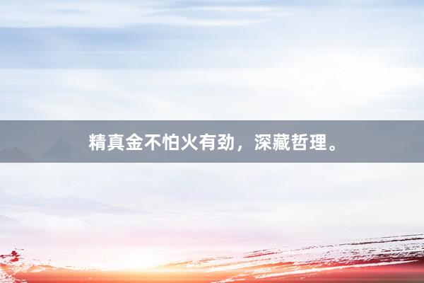 精真金不怕火有劲,深藏哲理。